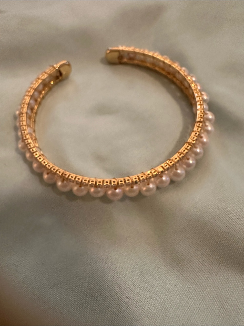 Gold Pearl Beaded Cuff Bracelet - Women Jewelry